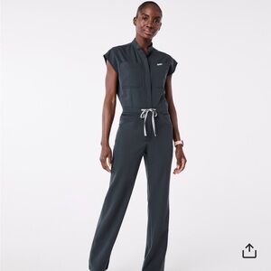 Figs Rafaela Cargo Wideleg Jumpsuit Dark Harbor Small